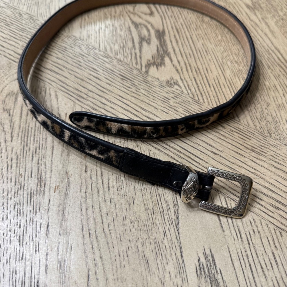 Brighton Women's Leopard‎ Print Leather Belt Silver Buckle Size 30 B7903